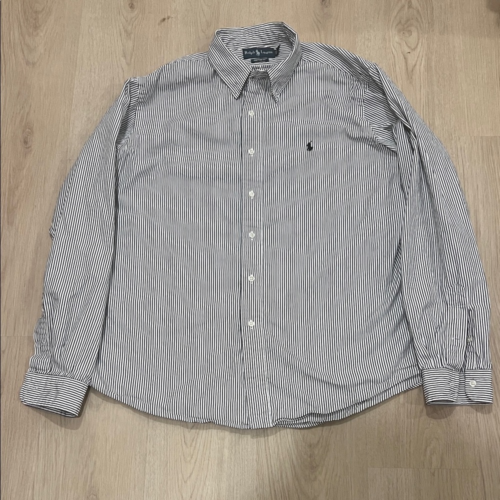 Ralph Lauren XL Men's Striped Shirt - Black and White